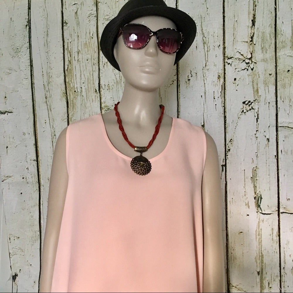 Albert Nipon Sleeveless Pink Blouse Plus Size 18.